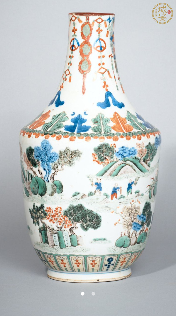 古玩陶瓷山水人物瓶真品鑒賞圖