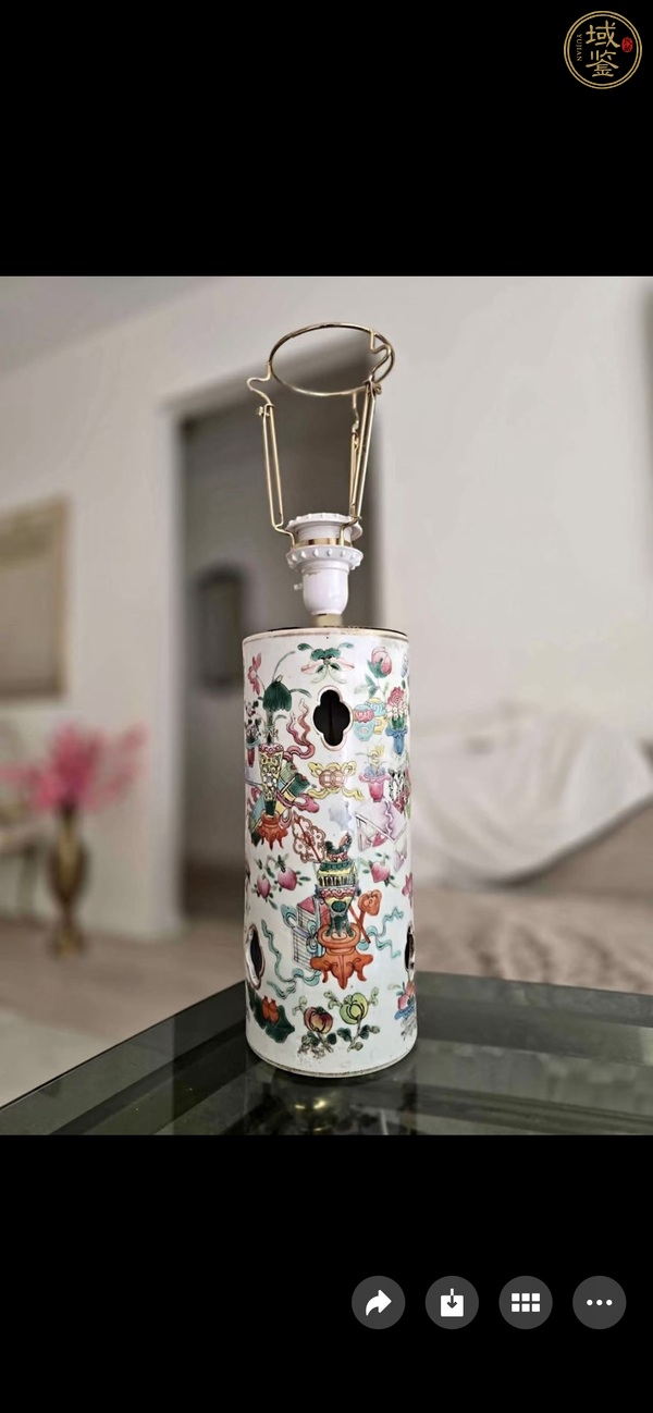 古玩陶瓷博古圖粉彩帽筒真品鑒賞圖