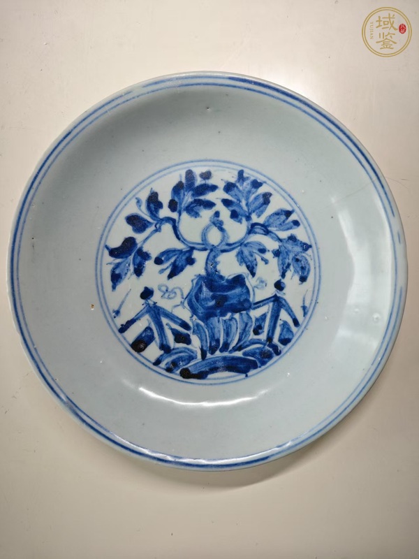 古玩陶瓷青花洞石花卉紋盤真品鑒賞圖