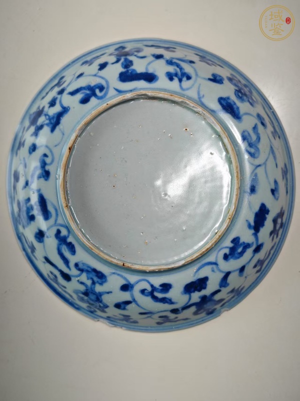 古玩陶瓷青花洞石花卉紋盤真品鑒賞圖