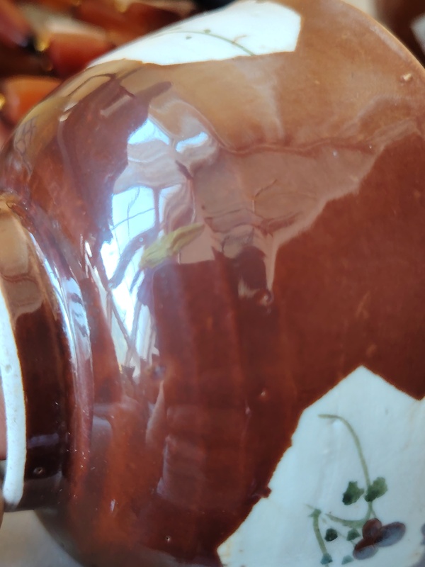 古玩陶瓷紫金釉開光彩繪花卉紋茶碗拍賣，當(dāng)前價格110元