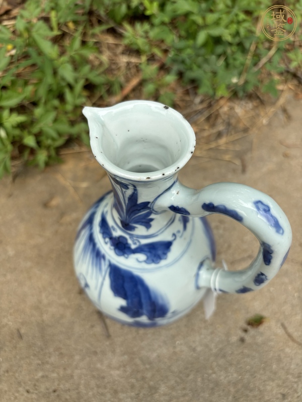 古玩陶瓷明崇禎青花高士童子故事圖花澆真品鑒賞圖