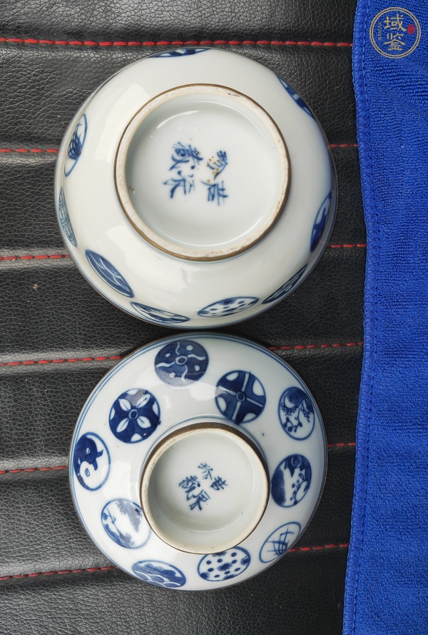 古玩陶瓷青花皮球花紋蓋碗真品鑒賞圖