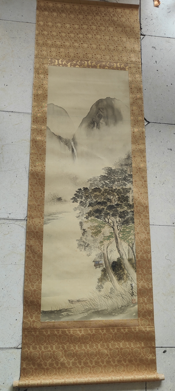 古玩轉賣民國芳逸絹本山水立軸拍賣，當前價格1988元