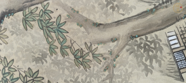古玩字畫芳逸絹本山水立軸真品鑒賞圖