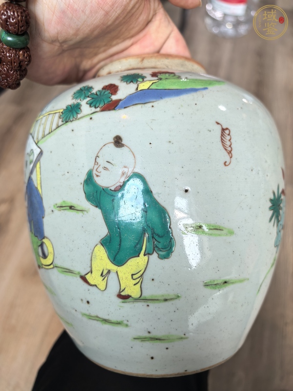 古玩陶瓷嬰戲紋粉彩罐真品鑒賞圖