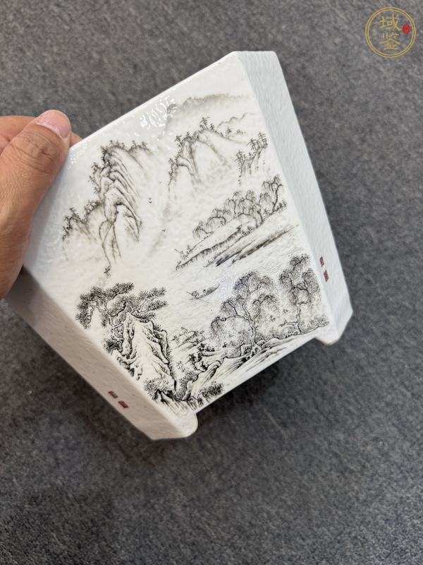 古玩陶瓷墨彩花盆真品鑒賞圖