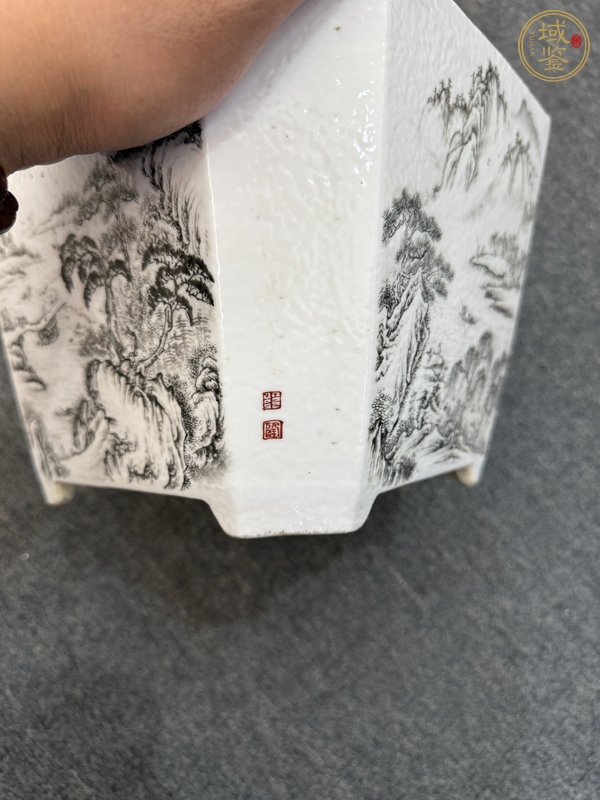 古玩陶瓷墨彩花盆真品鑒賞圖