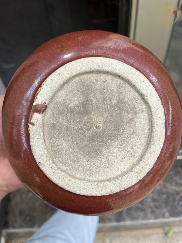 古玩陶瓷石灣窯紅釉雙獸耳爐真品鑒賞圖