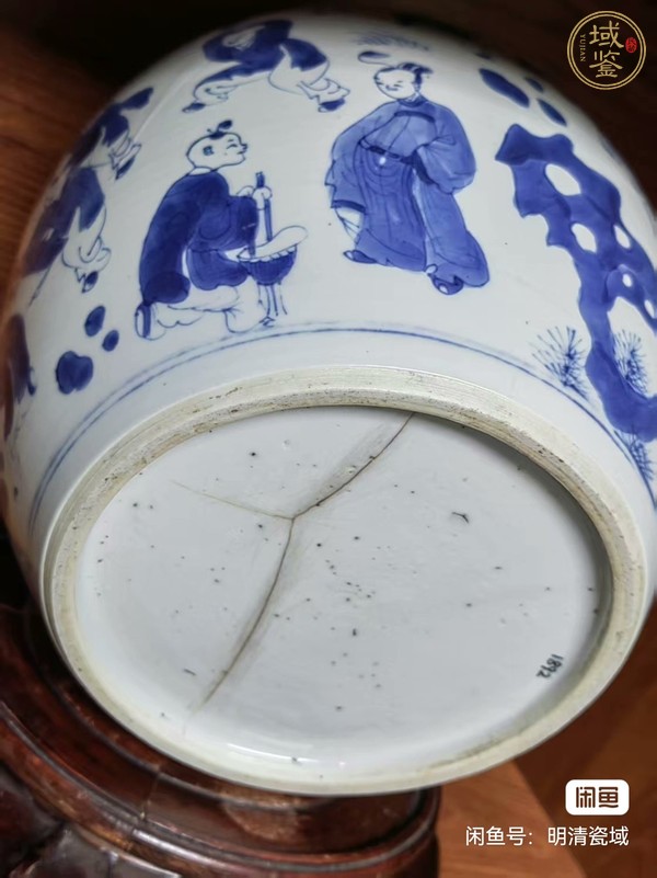 古玩陶瓷人物青花罐真品鑒賞圖