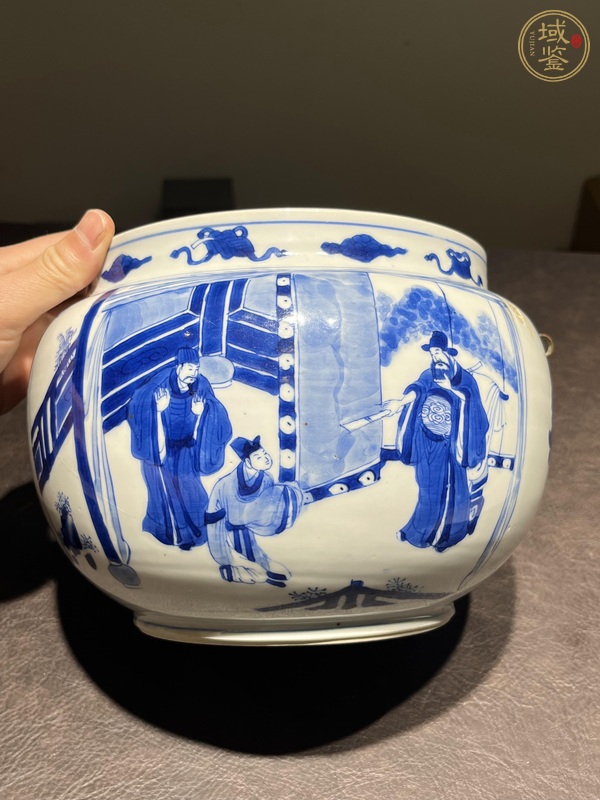 古玩陶瓷清康熙 青花人物紋粥罐真品鑒賞圖