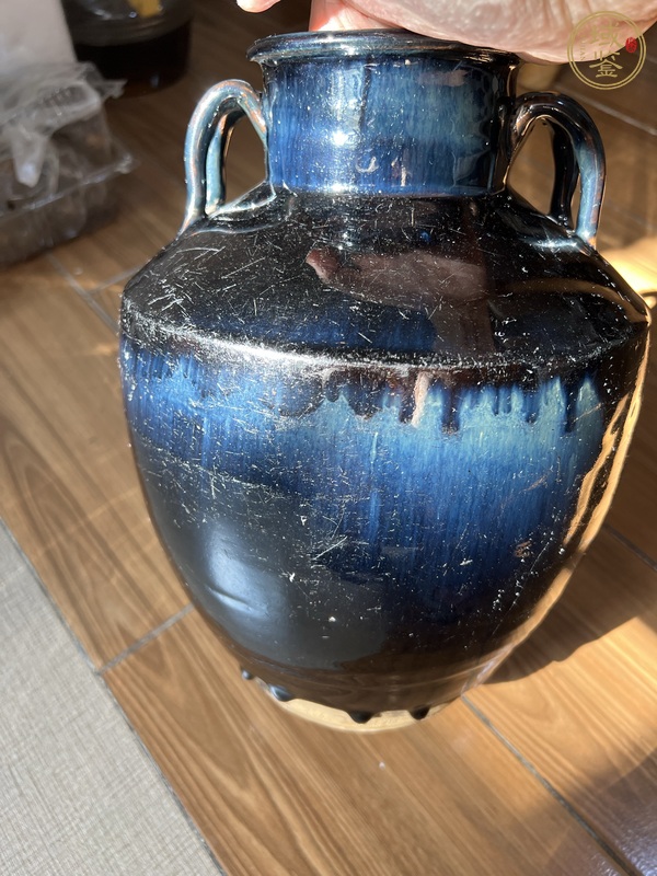 古玩陶瓷黑釉四系罐真品鑒賞圖