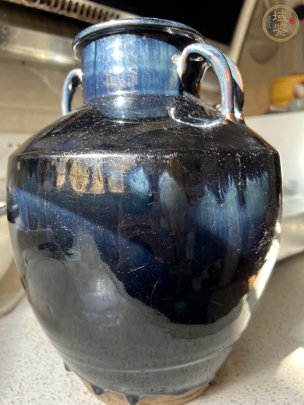 古玩陶瓷黑釉四系罐真品鑒賞圖