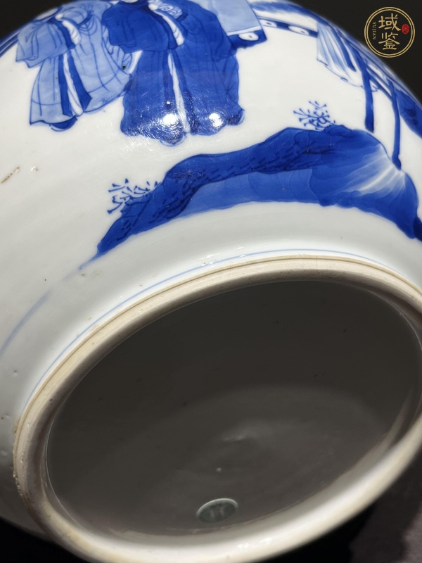 古玩陶瓷清康熙 青花人物紋粥罐真品鑒賞圖