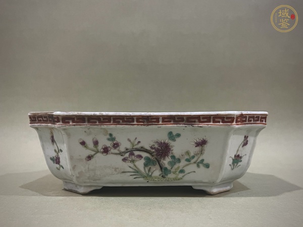 古玩陶瓷粉彩花卉紋花盆真品鑒賞圖