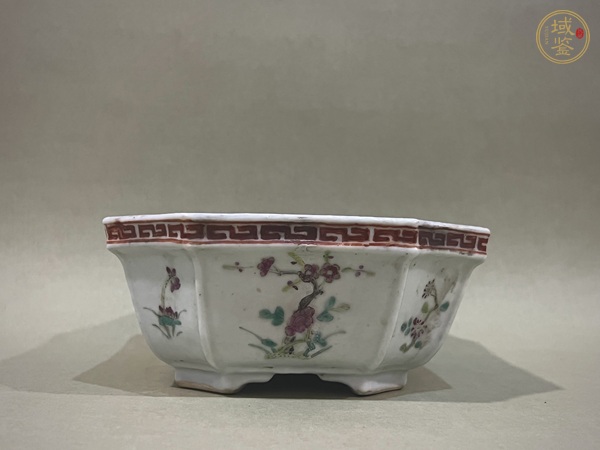 古玩陶瓷粉彩花卉紋花盆真品鑒賞圖