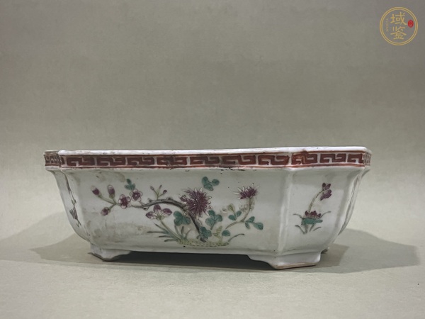 古玩陶瓷粉彩花卉紋花盆真品鑒賞圖