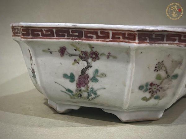 古玩陶瓷粉彩花卉紋花盆真品鑒賞圖