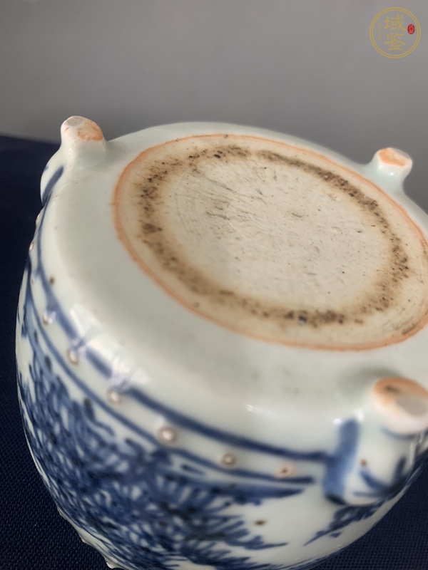 古玩陶瓷歲寒三友松竹梅青花三足筒式香爐真品鑒賞圖