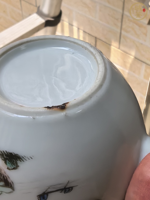 古玩陶瓷油粉彩山水人物茶壺真品鑒賞圖