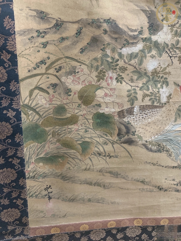 古玩字畫秋畔翠竹錦雞立軸真品鑒賞圖