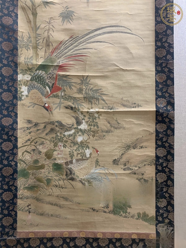 古玩字畫秋畔翠竹錦雞立軸真品鑒賞圖