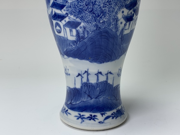 古玩陶瓷清晚期·青花山水風景紋將軍罐拍賣,當前價格3458元