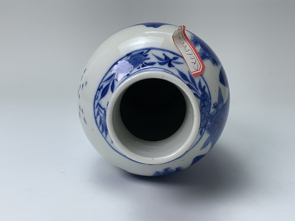 古玩陶瓷清晚期·青花山水風(fēng)景紋將軍罐拍賣，當(dāng)前價(jià)格2394元