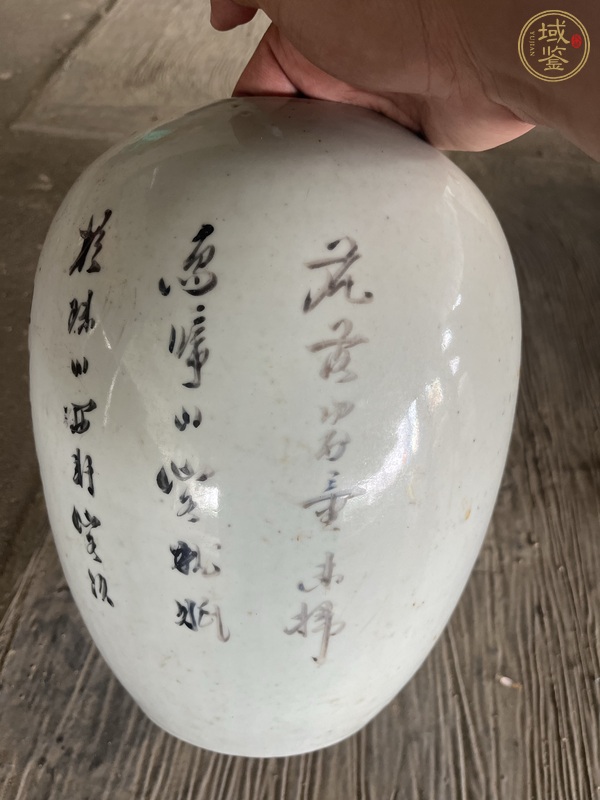 古玩陶瓷粉彩花鳥紋冬瓜罐，無底圖，偏老真品鑒賞圖