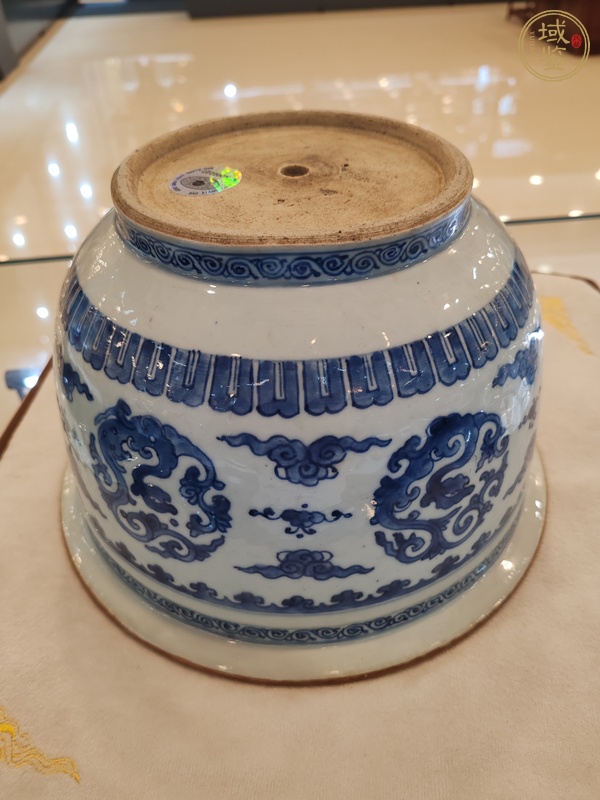 古玩陶瓷清康熙時期青花香草龍紋花盆真品鑒賞圖
