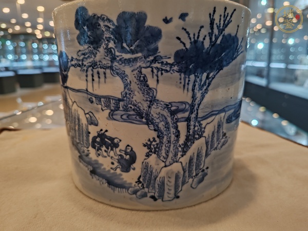 古玩陶瓷青花人物故事紋筆筒真品鑒賞圖