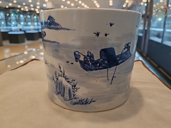 古玩陶瓷青花人物故事紋筆筒真品鑒賞圖