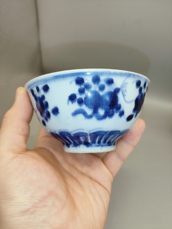 古玩陶瓷清雍正，精品福壽三多紋青花茶園拍賣，當(dāng)前價(jià)格2200元