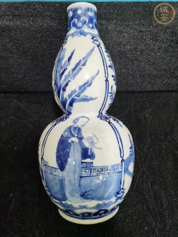古玩陶瓷青花仕女人物葫蘆瓶真品鑒賞圖
