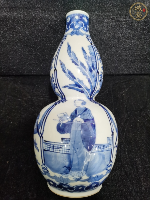 古玩陶瓷青花仕女人物葫蘆瓶真品鑒賞圖