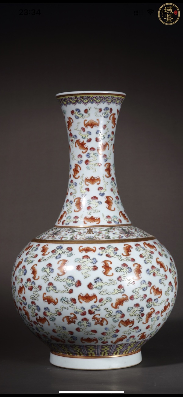 古玩粉彩洪福齊天大賞瓶真品鑒賞圖