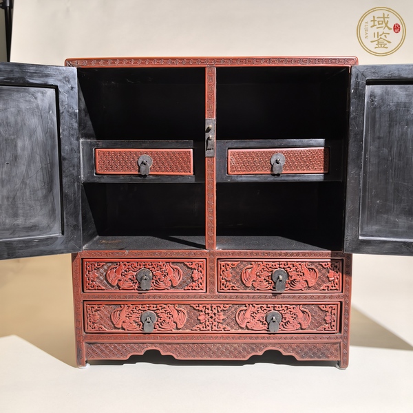 古玩雜項剔紅書柜真品鑒賞圖