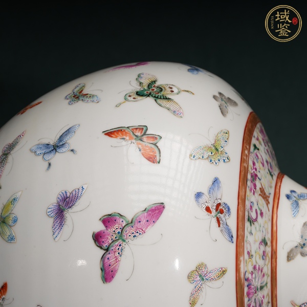 古玩陶瓷粉彩百蝶紋賞瓶真品鑒賞圖