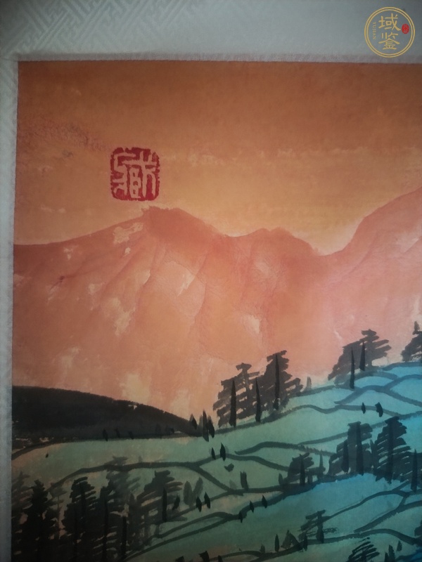 古玩字畫沈坤青綠山水真品鑒賞圖