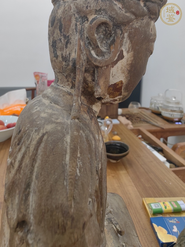 古玩雜項蓮花座木雕觀音真品鑒賞圖