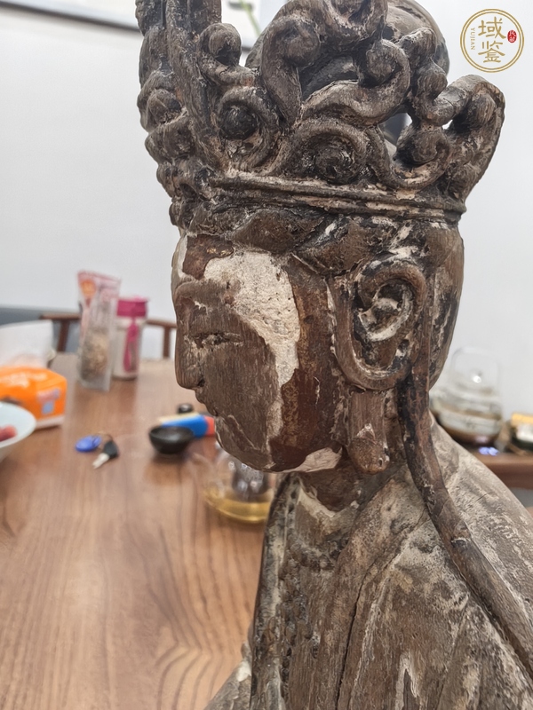 古玩雜項蓮花座木雕觀音真品鑒賞圖