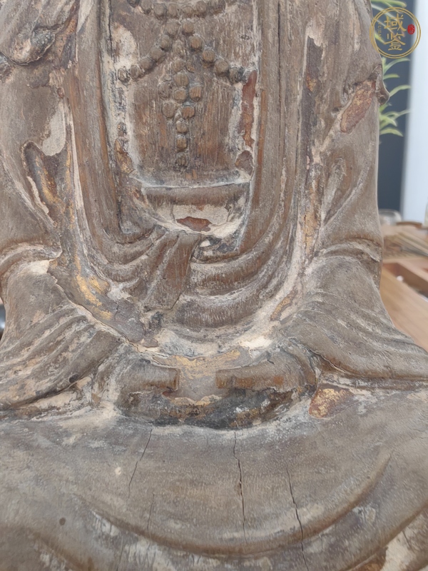 古玩雜項蓮花座木雕觀音真品鑒賞圖