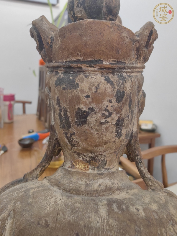 古玩雜項蓮花座木雕觀音真品鑒賞圖