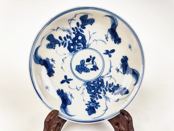 古玩嚴(yán)選清康熙·青花斗雞圖盤(pán)拍賣(mài)，當(dāng)前價(jià)格26480元