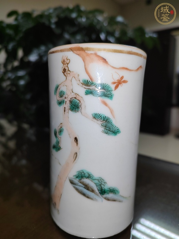 古玩陶瓷八仙圖粉彩鐵拐李筆筒真品鑒賞圖