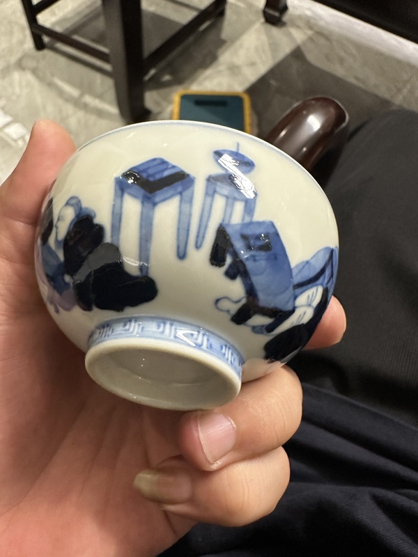 古玩陶瓷日本明治青花茶碗拍賣,當前價格650元