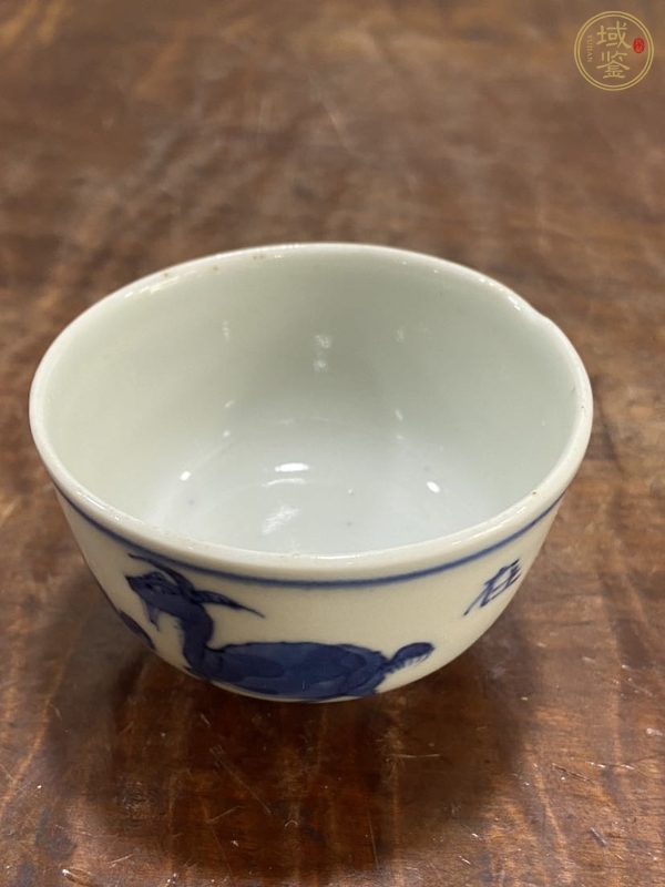 古玩陶瓷青花三陽開泰紋茶碗真品鑒賞圖