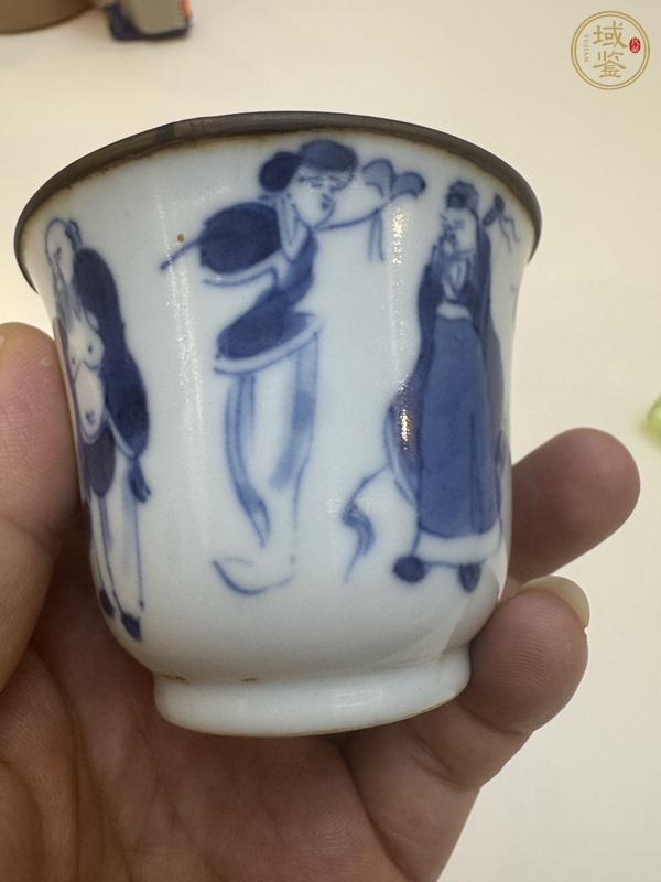 古玩陶瓷八仙人物青花杯真品鑒賞圖
