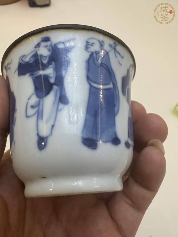 古玩陶瓷八仙人物青花杯真品鑒賞圖