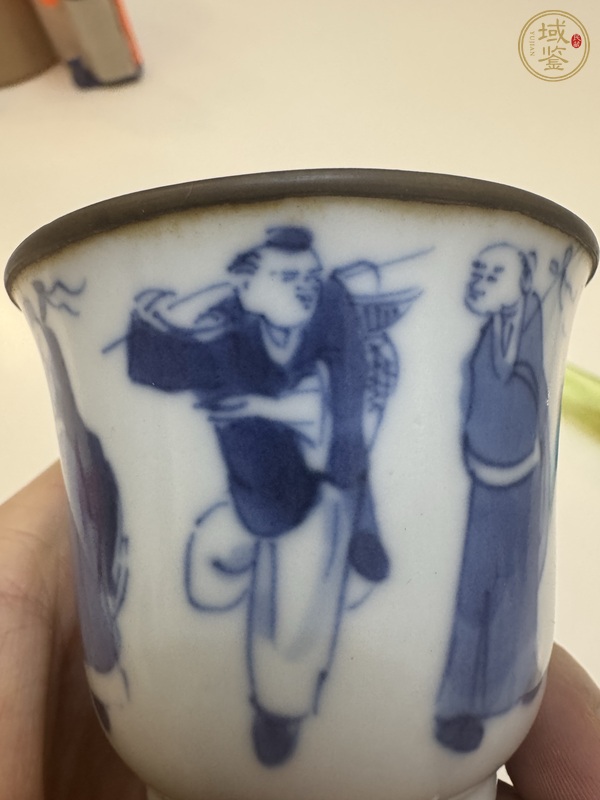 古玩陶瓷八仙人物青花杯真品鑒賞圖